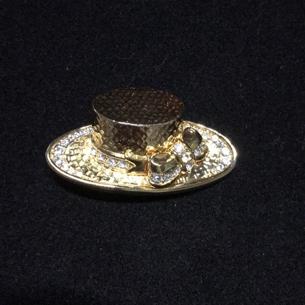Rhinestone Embellished Hat Brooch